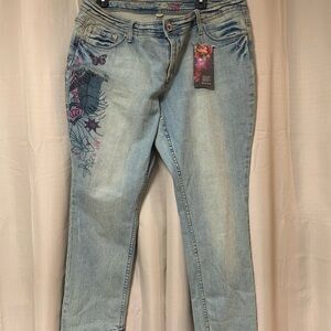 Avenue Light Blue Straight Leg Jeans
